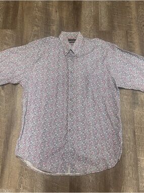 Vintage Tango by Max Raab Mens Multicolor Flower Floral Cotton Shirt Size Large